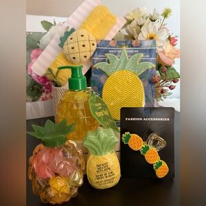 🆕🍍 PINEAPPLE THEMED 6-PIECE BEAUTY BUNDLE. BRAND NEW.